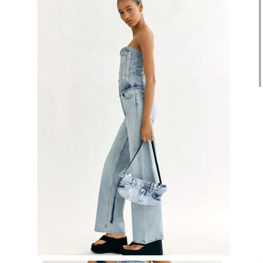 Zara denim light wash tube jumpsuit size medium - Picture 11 of 13